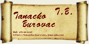 Tanacko Burovac vizit kartica